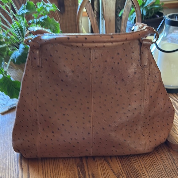 G.I.L.I. Handbags - G.I.L.I. Brown Ostrich Leather Tote with Luxurious Texture